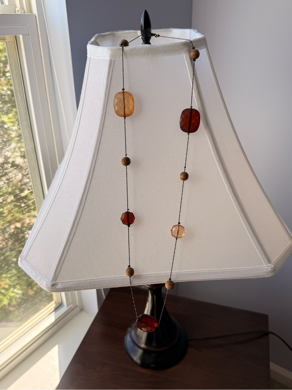 Amber and Brown Faceted Bead Necklace — Women’s Long Pendant